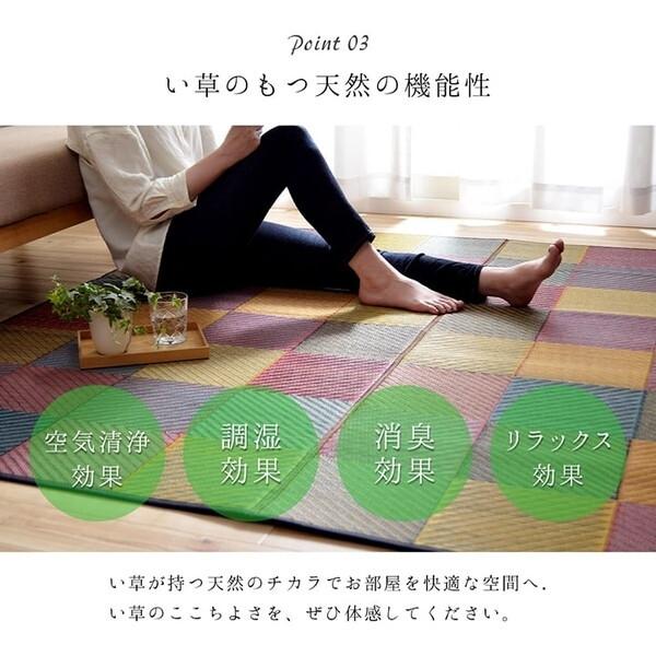 イケヒコ・コーポレーション 1050140123904 ラグ 純国産 国産 日本製 い草 抗菌防臭 自然素材 モダン DXカラフルブロック グリーン 約191×250cm メーカー直送_7