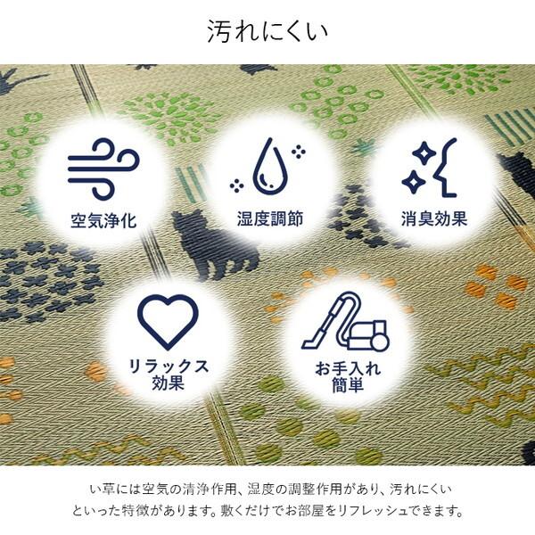 イケヒコ・コーポレーション 1060920034104 い草ラグ 猫柄 花柄 猫