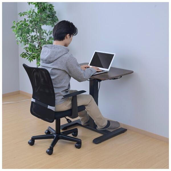 山善 ELT-7550(DBR/BK) 電動昇降テーブル 角型 メーカー直送 