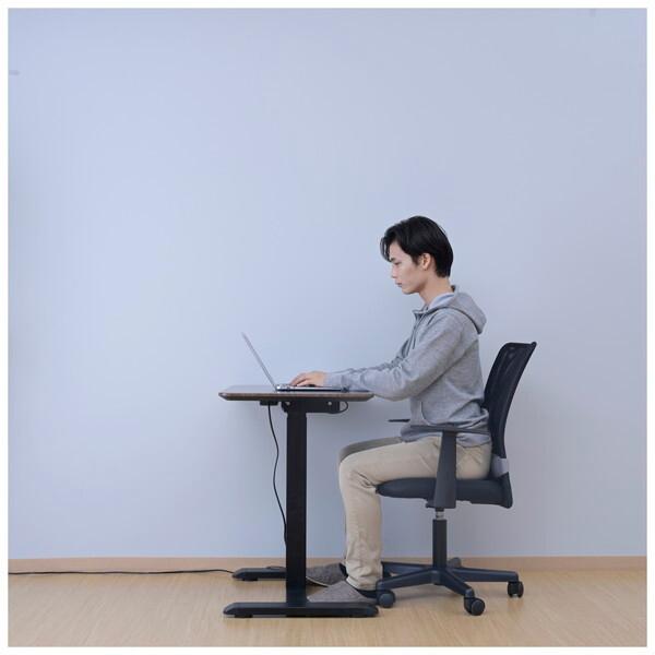 山善 ELT-7550(DBR/BK) 電動昇降テーブル 角型 メーカー直送 