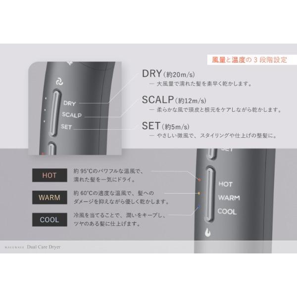星岡商事 WH55-01-GY グレー WAVEWAVE Dual Care Dryer ヘアドライヤー