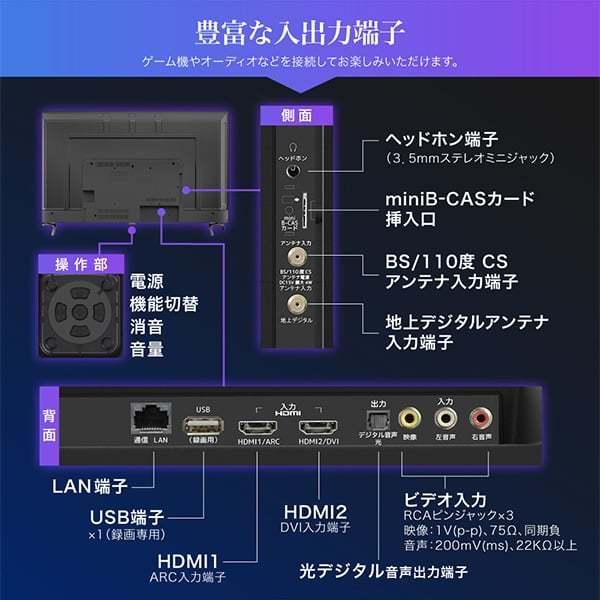 テレビ 50型 液晶テレビ MAXZEN マクスゼン フルハイビジョン 50インチ TV 50V ゲームモード搭載 裏録画 外付けHDD録画機能 ダブルチューナー 新生活 J50CH06｜aprice｜14