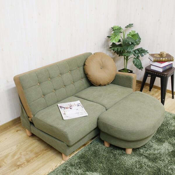 プリンセス カウチソファ グリーン 後藤家具物産 座面下には大容量の収納庫付コンパクトカウチソファー
