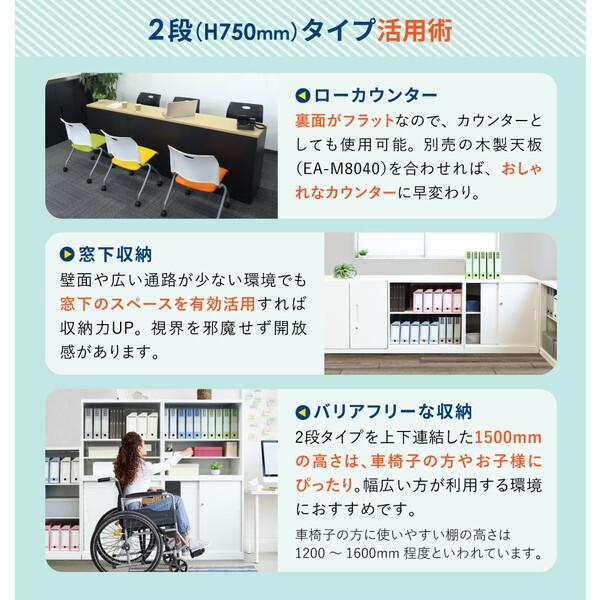 法人限定 Netforce EA-8040-2R-C-W-NA ナチュラル 両開き書庫 2段 (H750) メーカー直送_5