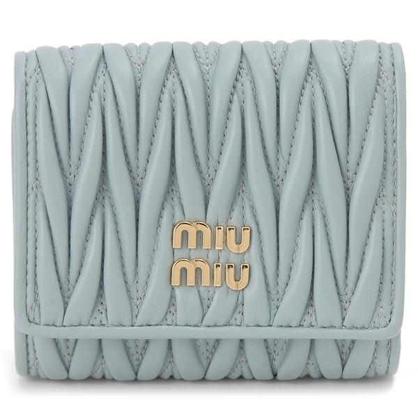 miu MIU ミュウミュウ 三つ折り財布 財布 ペールグリーン