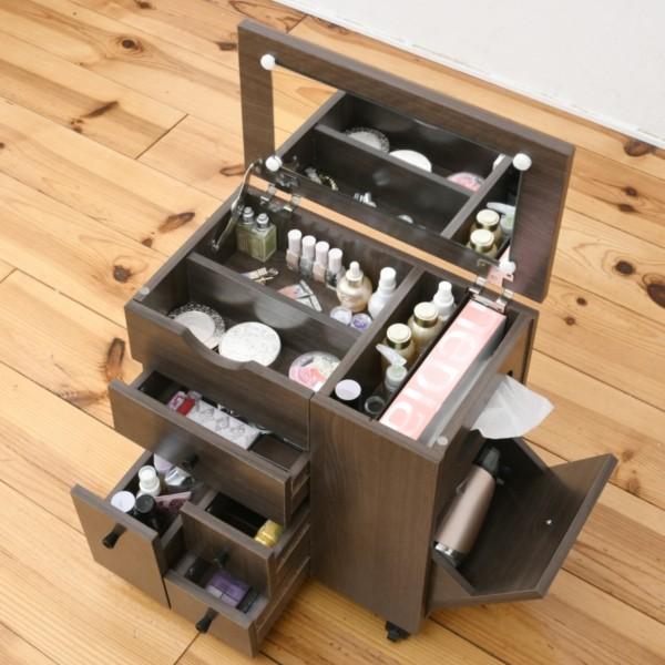 【購入前コメント必須】コンパクトメイクワゴン ブラウン ドレッサー コスメワゴン コンパクトで大容量のコスメボックス