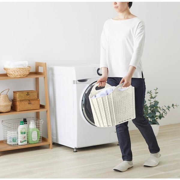 清水産業 折りたためるランドリーバスケット20L アイボリー 120671 
