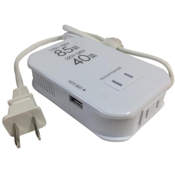 カシムラ NTI-111 海外用薄型2口変圧器USB (110-130V/85VA 220-240V