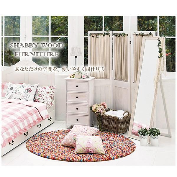 シャビーウッドファニチャー 3連　パーテーション　間仕切り　衝立 楽天市場】パーテーション 3連 衝立 カーテン付 天然木 フレンチ