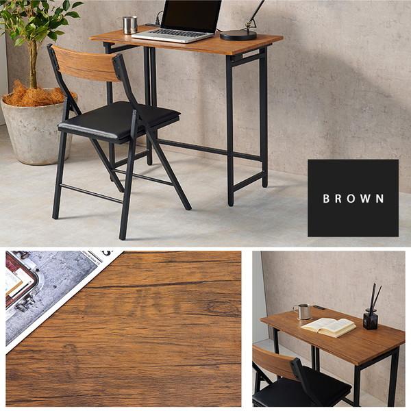 HAGiHARA（萩原） LDC-4778BR 折りたたみデスクチェアセット ブラウン