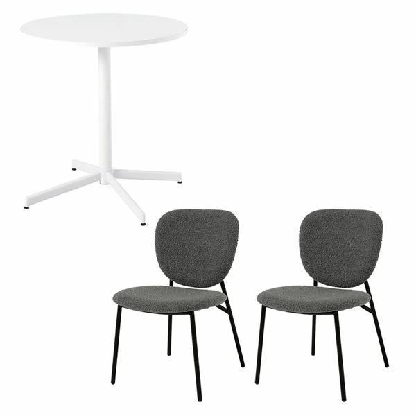 萩原 LT-4931WH-48DGY-3S ダークグレー テーブル&チェア3点セット メーカー直送_1