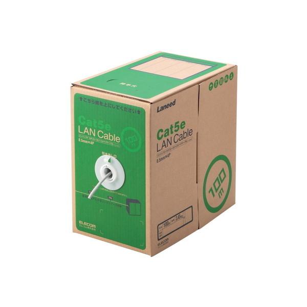 ELECOM LD-CT2/LG100/RS RoHS対応LANケーブル CAT5E 100m ライトグレー 簡易パッケージ メーカー直送