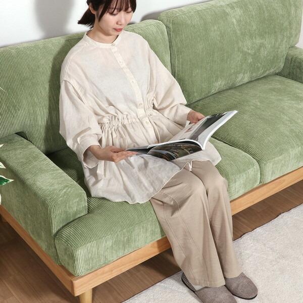 不二貿易（Fuji Boeki） 55284 コーデュロイソファ フェリーチェ 3P GR