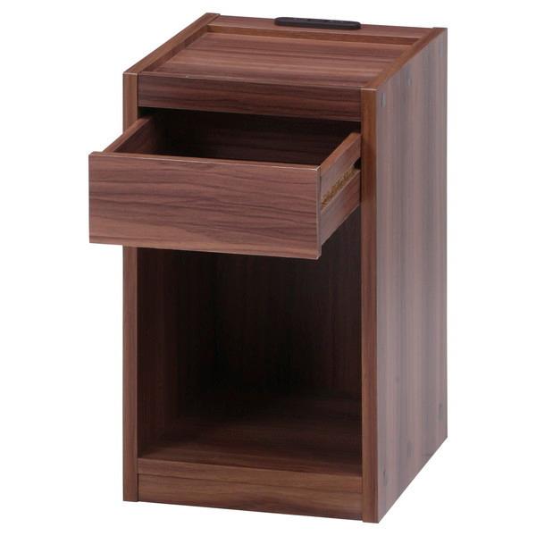 ダークブラウン ベッドサイドテーブル　角形 不二貿易（Fuji Boeki） 99323 ベッドサイドテーブル BR(コンセント