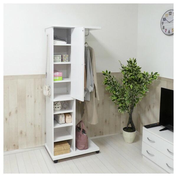 メーカー直送】ミラー付ハンガーラックホワイト 楽天市場