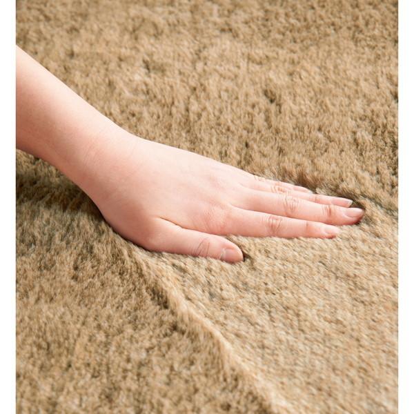 スミノエ 防炎・消臭 ラグ Mラックスファー 100×100cm ベージュ メーカー直送