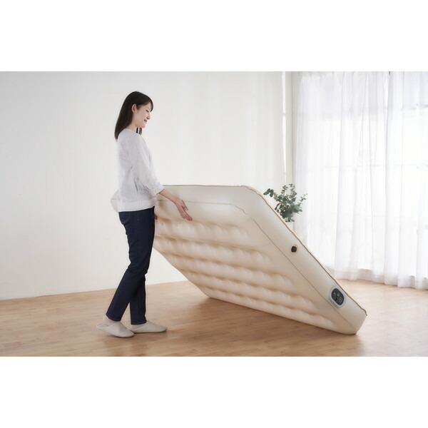 IRIS OHYAMA 電動ポンプ式エアーベッド セミダブル アイボリー エアーベッド 電動ポンプ内蔵 収納バック付き ダブル グレー