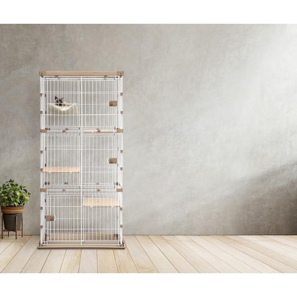 アイリスオーヤマ PWCR-963V ライトナチュラル ウッディキャットケージ (3段) メーカー直送 ペット用品