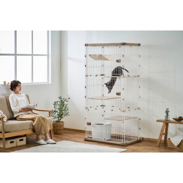 アイリスオーヤマ PWCR-963V ライトナチュラル ウッディキャットケージ (3段) メーカー直送 ペット用品