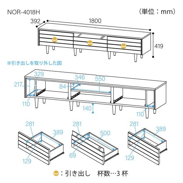 白井産業 NOR-4018H WH ホワイト ノルフィカ ローボード メーカー直送