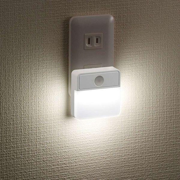 【リプロダクト】人感センサー ナイトライト モダニズム OHM（オーム電機） NIT-ALA6MSQ-WN LED明暗センサー式ナイトライト