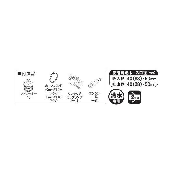 工進（KOSHIN） SEV-40X エンジンポンプ ハイデルスポンプ 口径40ミリ
