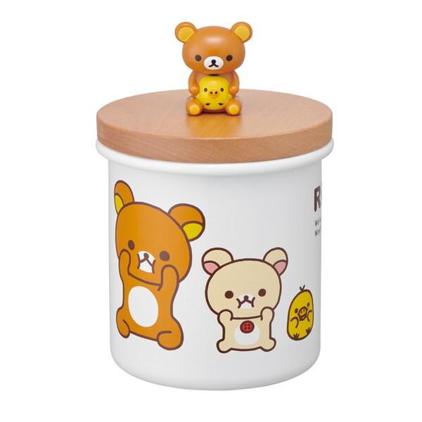 リーナベル キャニスター 蓋付き 小物入れ スケーター ENC8D リラックマ ホーローキャニスター (750ml 木蓋