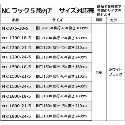 キタジマ 51010602502 スチールラック NC1200-18-5段 ブラック キタジマ 51010602502 スチールラック NC1200-18-5段 ブラック