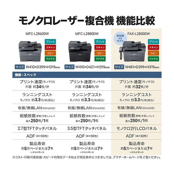 ブラザー工業 Brother FAX-L2800DW JUSTIO A4モノクロレーザー ブラザー工業 Brother FAX-L2800DW JUSTIO A4モノクロレーザー