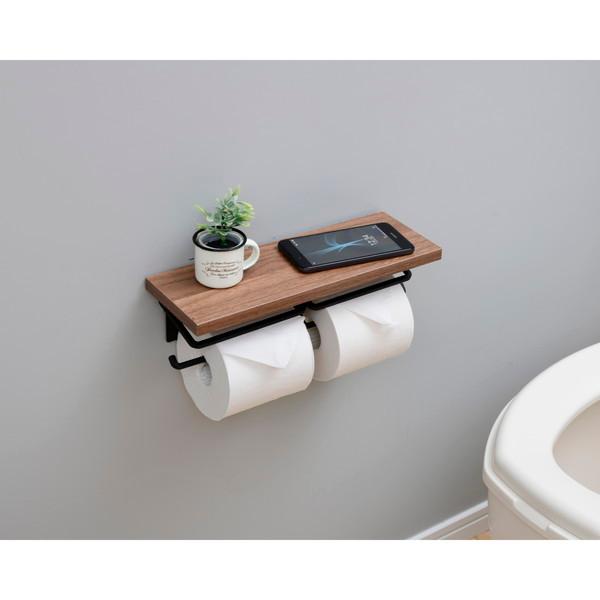 山善（YAMAZEN） RPH-W(DBR3/MBK) トイレットペーパーホルダー ダブル