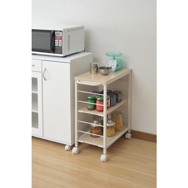 山善（YAMAZEN） 可動棚マルチワゴン ナチュラルメイプル/アイボリー