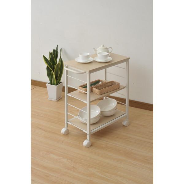 山善（YAMAZEN） 可動棚マルチワゴン ナチュラルメイプル/アイボリー