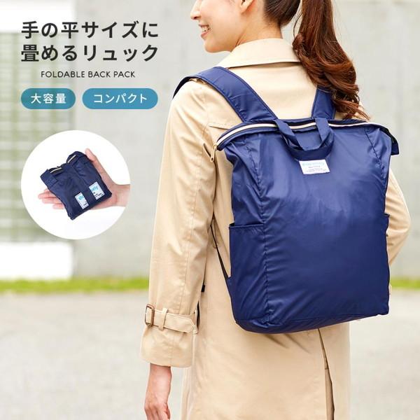 アイメディア 1009460 手の平サイズに畳めるリュック ネイビー