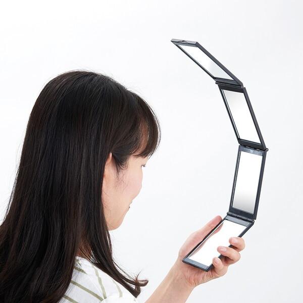 アイメディア 1009718 4面どこでもミラー ブラック 手鏡 ハンドミラー