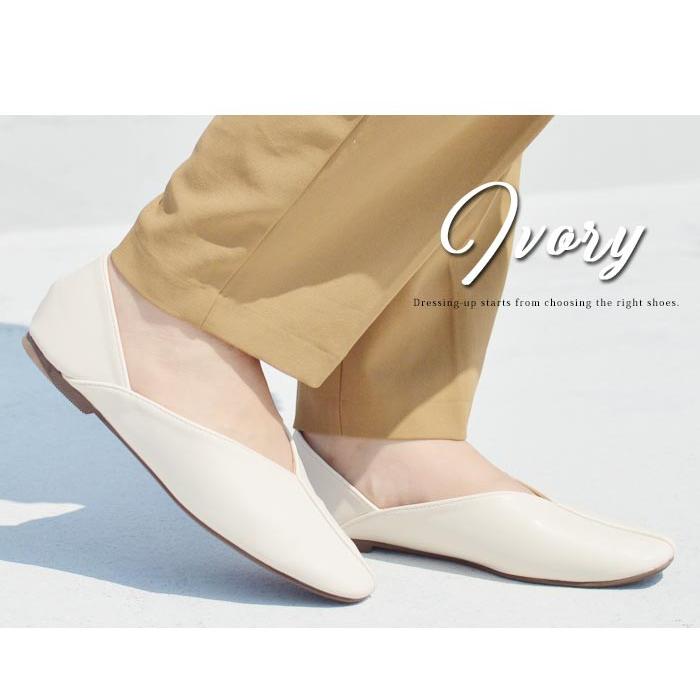 レディース フラットパンプス Vカット フラット 2way パンプス