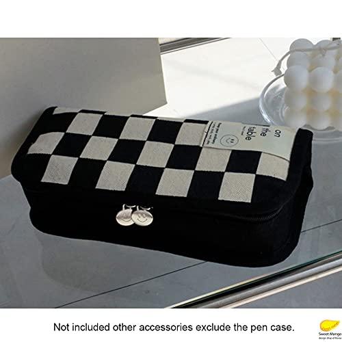 On The Table Checkerboard Pen Case ペンケース 韓国 ペン コスメ ポーチ 筆箱 (BLACK CHECKERBOARD)｜apricotgood｜03