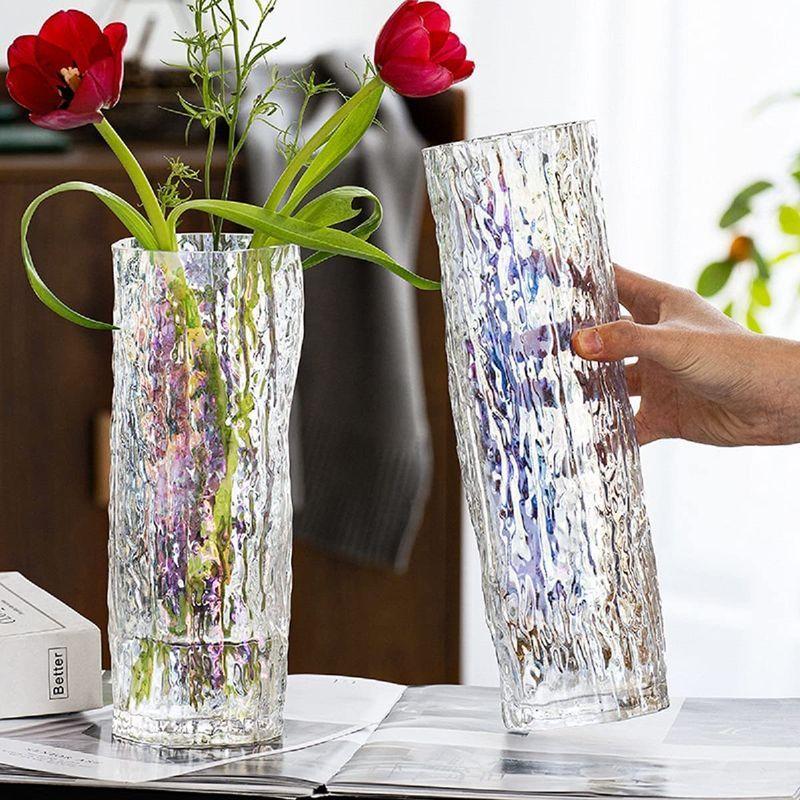 氷のような花グラス♡】岩田硝子 直立円形 半透明 花瓶