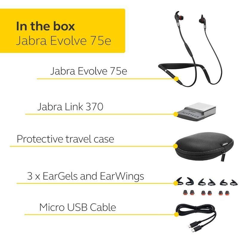 Jabra Evolve 75e MS Bluetooth ワイヤレス インイヤー式 S 7099-823-309 Evolve 75e MS Bluetooth ワイヤレス インイヤー式