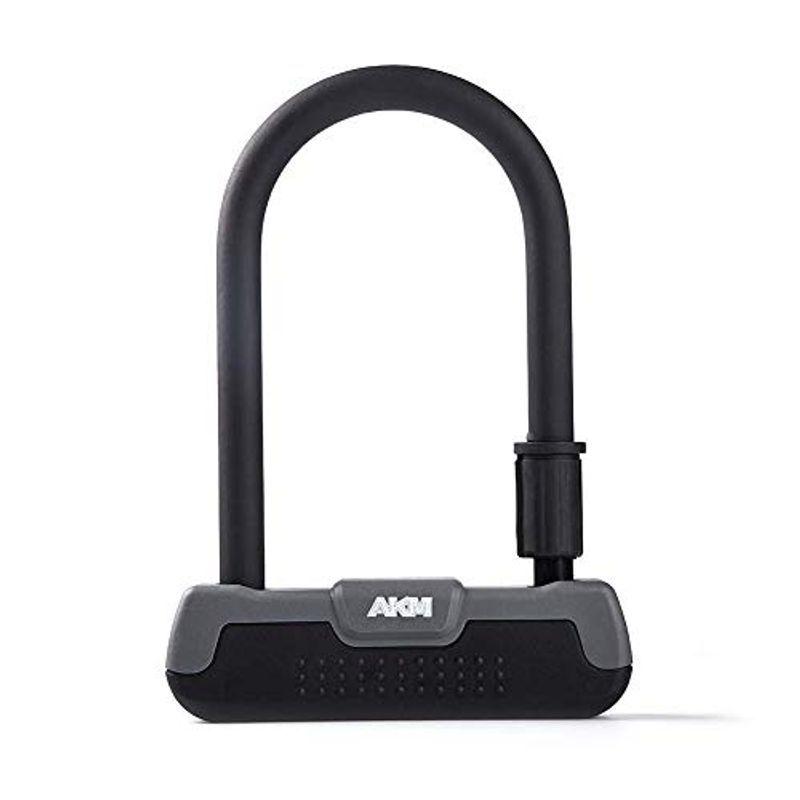 Akm U字ロック高い耐切断性バイクロック 極太 横断面直径18mm 盗難防止 重量感 鍵穴シャッター 多用途ロック 鍵二本付き ブラック 送料無料 当日発送可能
