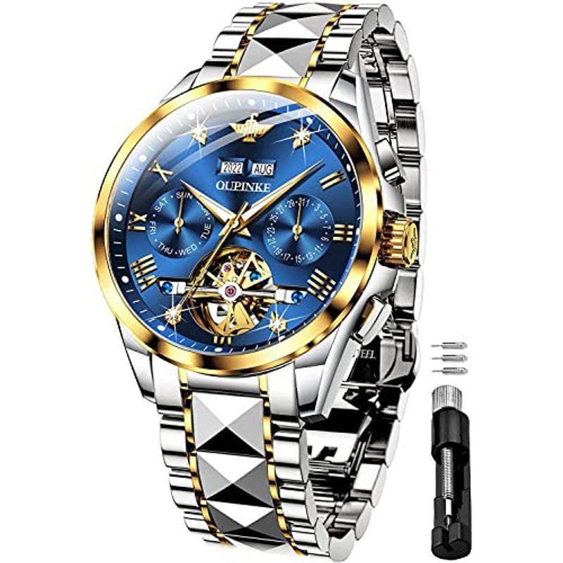 腕時計 自動巻き メンズ 自動巻き 中空文字盤 ビジネス 機械式腕時計 スケルトン 防水 カレンダー