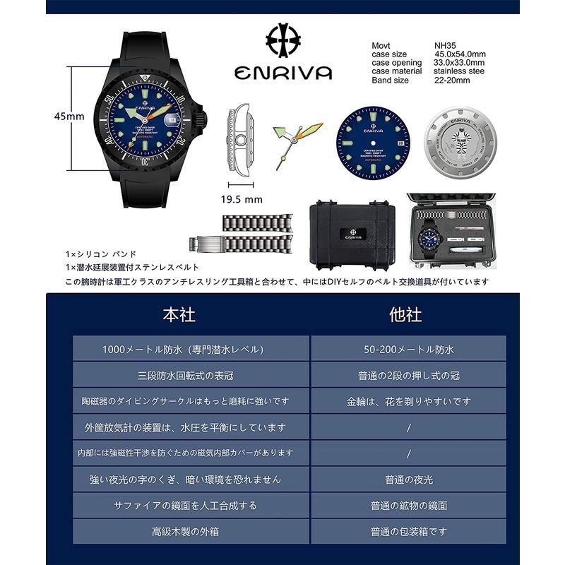 ENRIVA ダイバーズウォッチ 逆回転防止ベゼル(セラミック) 自