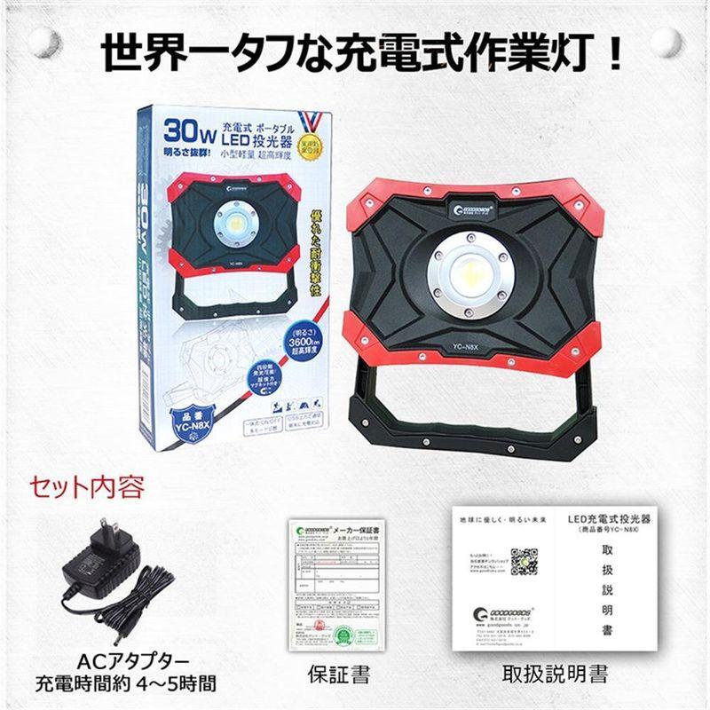 GOODGOODS　Lights　LED　倉庫　3600LM　照明　充電式　30W　車庫　マグネット機能　ライト　スマホ充電　ハンドル無段階