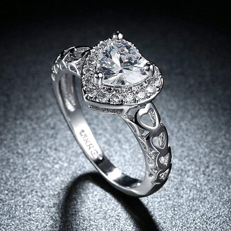 22正規激安 ジュエリー Rockyu ブランド 婚約指 結婚指輪 豪華 指輪 の ダイヤ 大粒 心 指輪 プラチナ ハート おしゃれ レディース リング 指輪 Www Casinomendoza Com Ar