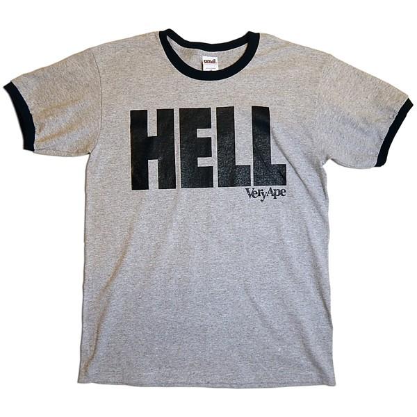 Very Ape（ヴェリーエイプ）：「HELL」リンガーTシャツ/グレー×ブラック/メンズ【ファッション バンド Tシャツ】 | anvil