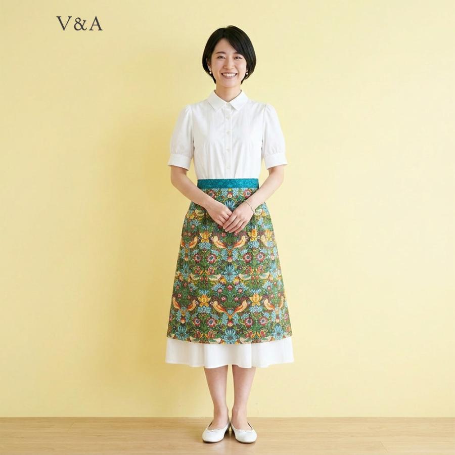 エプロン ブランド V＆A おしゃれ サロン型（グリーン）いちご泥棒