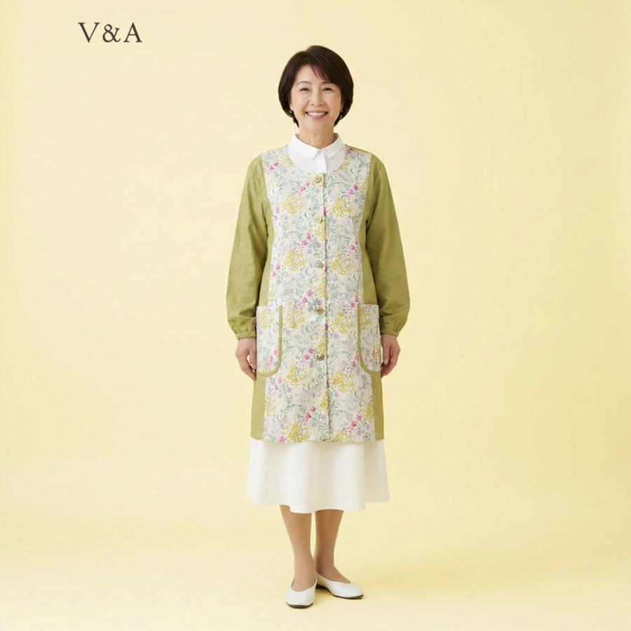 エプロン V＆A おしゃれ 割烹着（イエロー）ゴールデンリリー