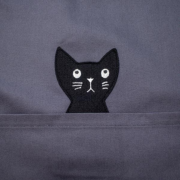 マタノアツコ　割烹着　ジャガード織り 黒猫 MEME Atsuko Matano（アツコマタノ） マタノアツコ エプロン ブランド 袖