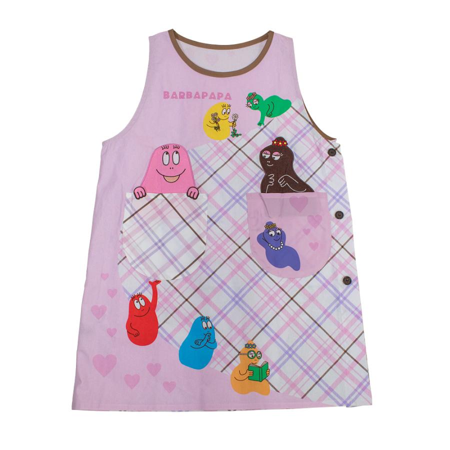 エプロン 保育士 バーバパパ（ピンク）かぶり Mサイズ【ネコポス送料