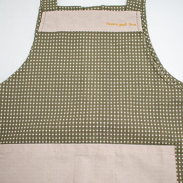 【メール便・送料無料】エプロン プレゼント 大きいサイズ 2L3L（グリーン）先染ドット｜apron-mamma｜04