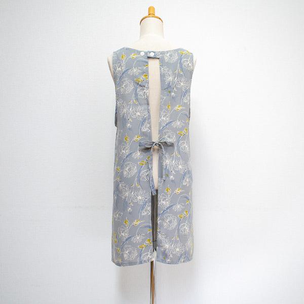 送料無料 プレゼント エプロン おしゃれ 森英恵 袖なし割烹着(グレー)プレイフルスケッチ|apron-mamma|04
